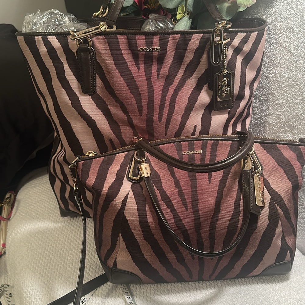 Large Coach Brown and Black Zebra Print Tote - Picture 5 of 5
